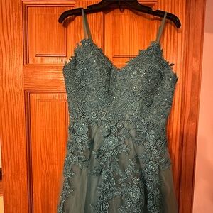 Elegant Teal Lace Dress